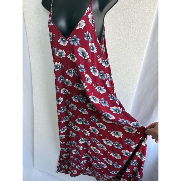 Long Red Maxi Floral Dress Size S Romantic Summer Vacation Feminine Flowers Cute - Picture 4 of 12